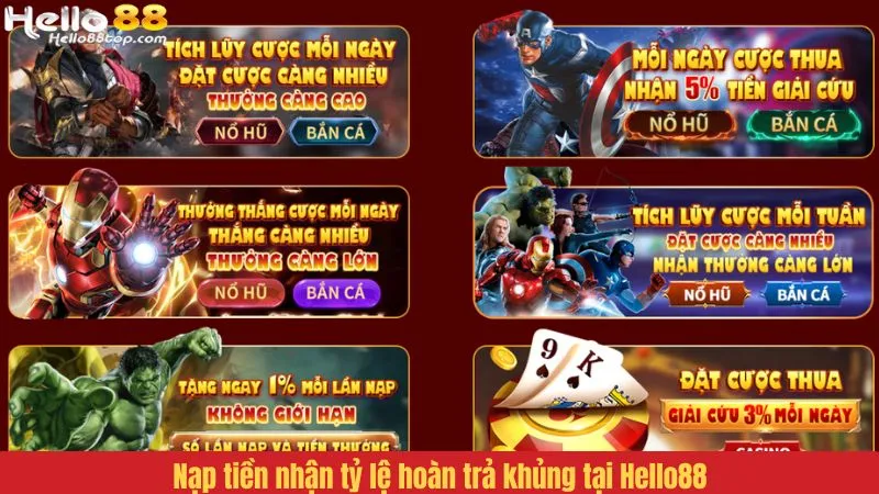 Nạp tiền nhận tỷ lệ hoàn trả khủng tại Hello88